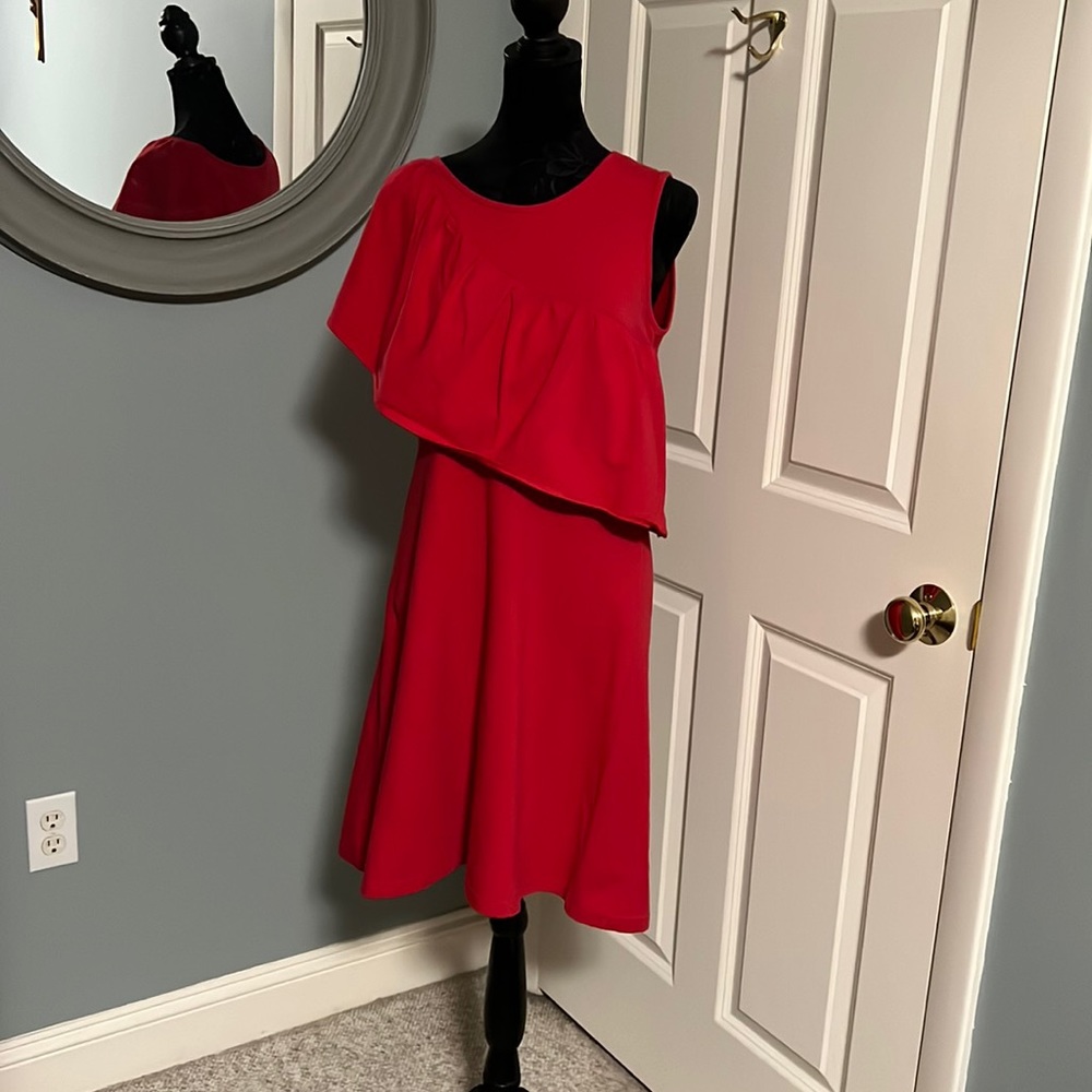 Woman’s, size large, red dress made by Vera Fishbaugh. NWT.